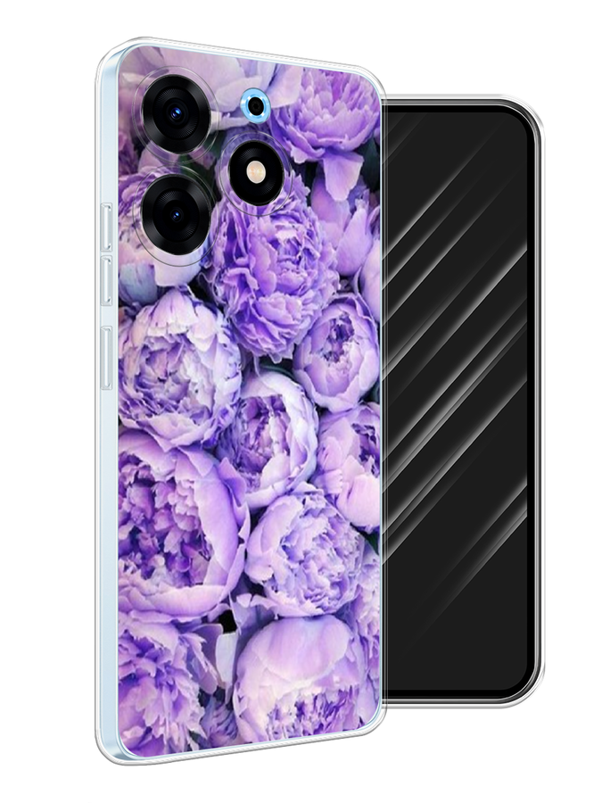 Чехол Awog на Tecno Spark 10 Pro Пионы сиреневые