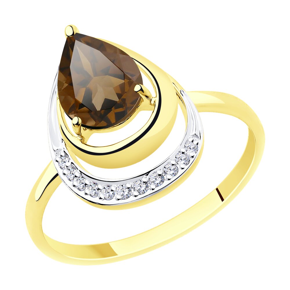 

Кольцо из золота р. 18 Diamant 53-310-00527-2, фианит\раухтопаз, 53-310-00527-2