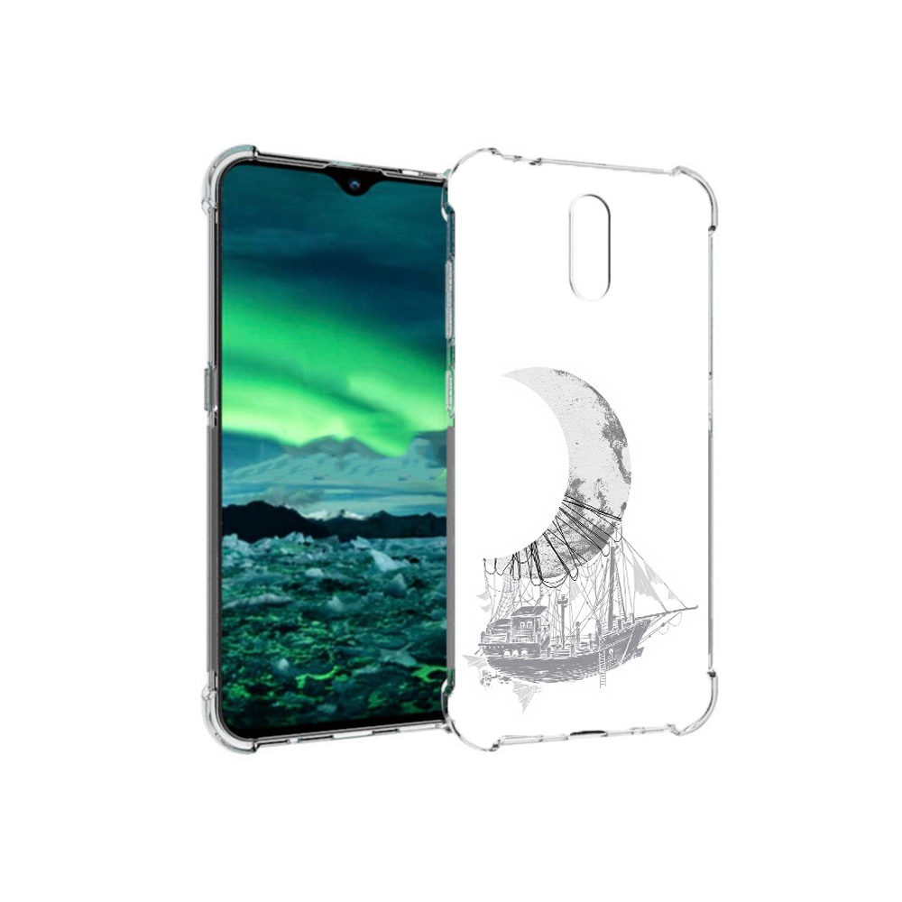 

Чехол MyPads Tocco для Nokia 2.3 черно белый корабль полумесяц (PT142254.97.684), Прозрачный, Tocco