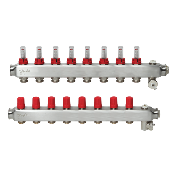 Комплект коллекторов Danfoss SSM-8F с расходомерами, 8 контуров