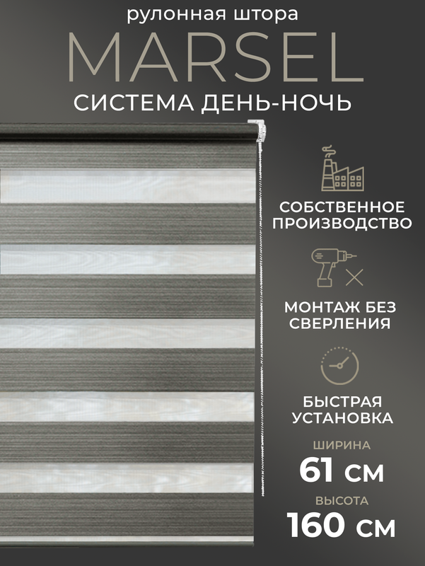 

Рулонные шторы LM DЕСОR День Ночь 61х160, 25