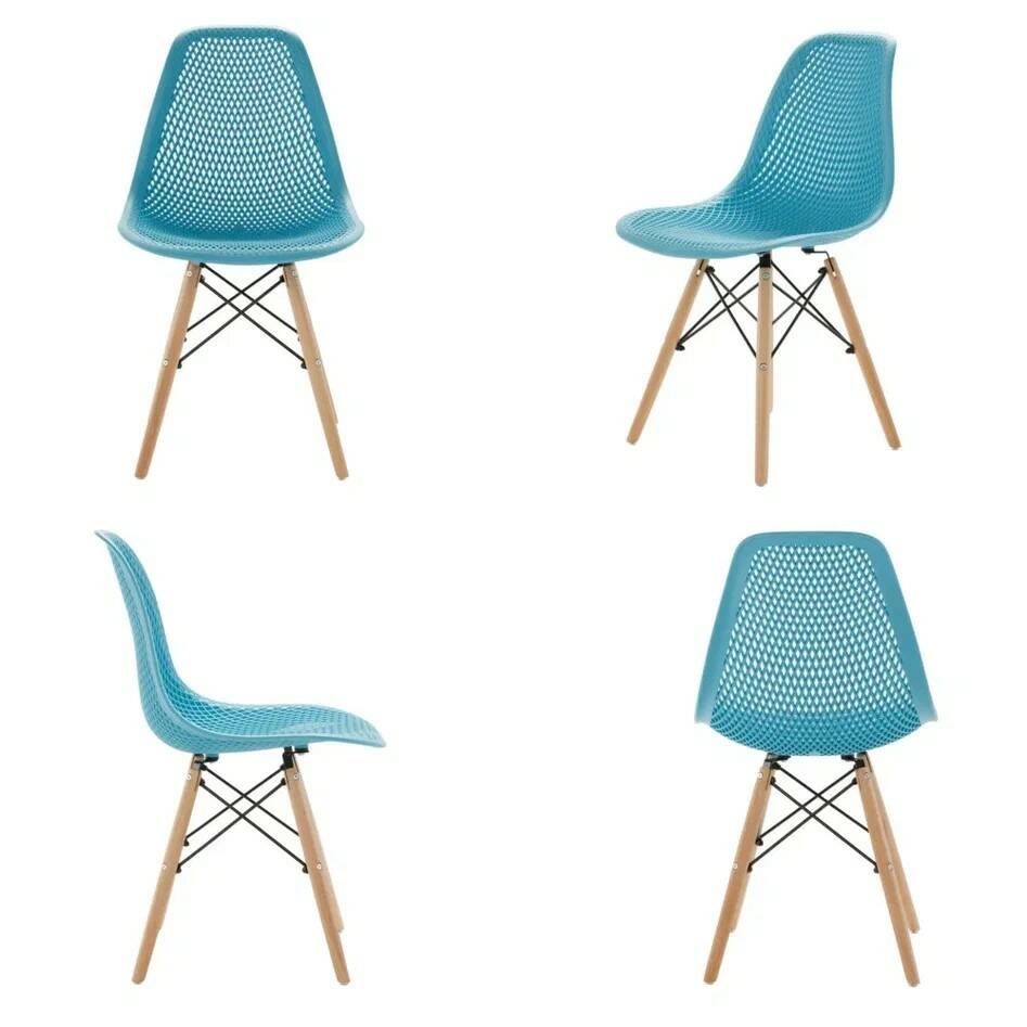 

Комплект стульев 4 шт. LEON GROUP для кухни в стиле EAMES DSW ажурные, голубой, ажурный LEON Premium в стиле EAMES DSW