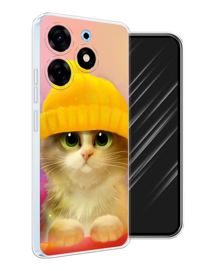 

Чехол Awog на Tecno Spark 10 Pro "Котенок в желтой шапке", Желтый, 303750-2