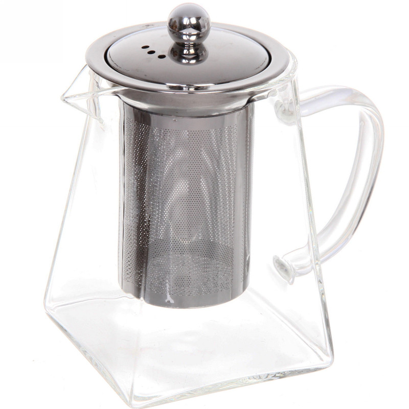 Заварочный чайник Селфи Хай-Тек 700мл стеклянный Трапеция с металлическим ситом