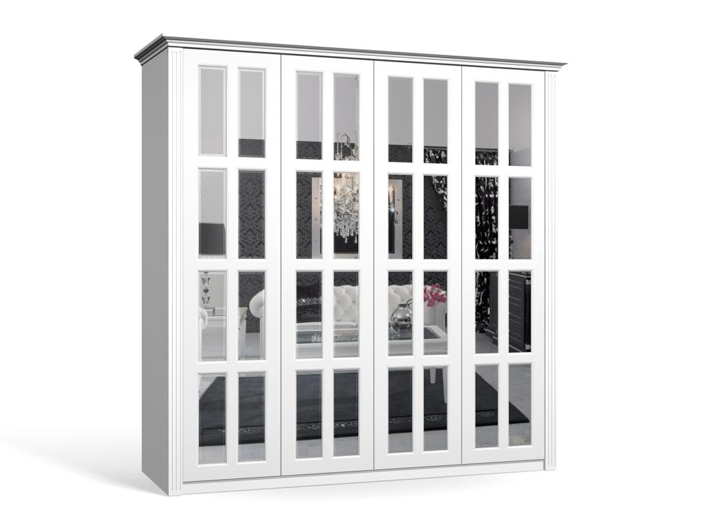 

Шкаф распашной Классика Люкс-4.6 МДФ с зеркалом четырёхдверный 200x240x60 Мегамебель, Белый, Классика-Люкс-4.6