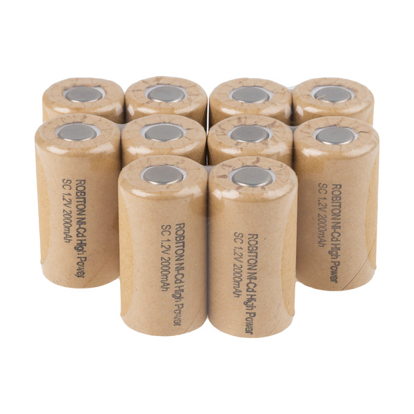 

Аккумулятор ROBITON 2000NCSC High Power, NiCd, 1.2 В, 2000 мАч (комплект из 10 штук)