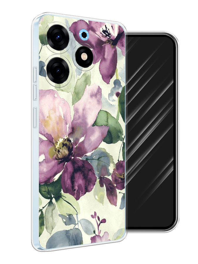 

Чехол Awog на Tecno Spark 10 Pro "Сиреневые цветы-акварель", Фиолетовый, 303750-10