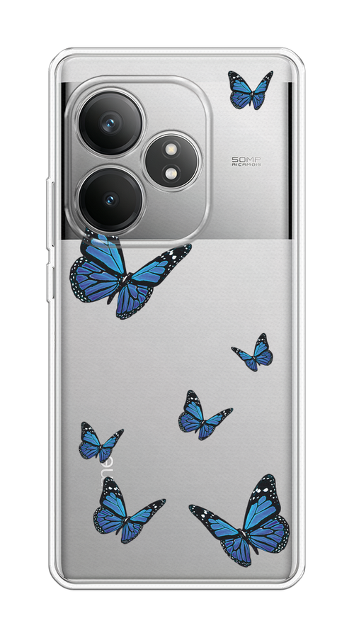 

Чехол на Realme GT 6T "Blue butterflies", Синий;черный, 2517550-1