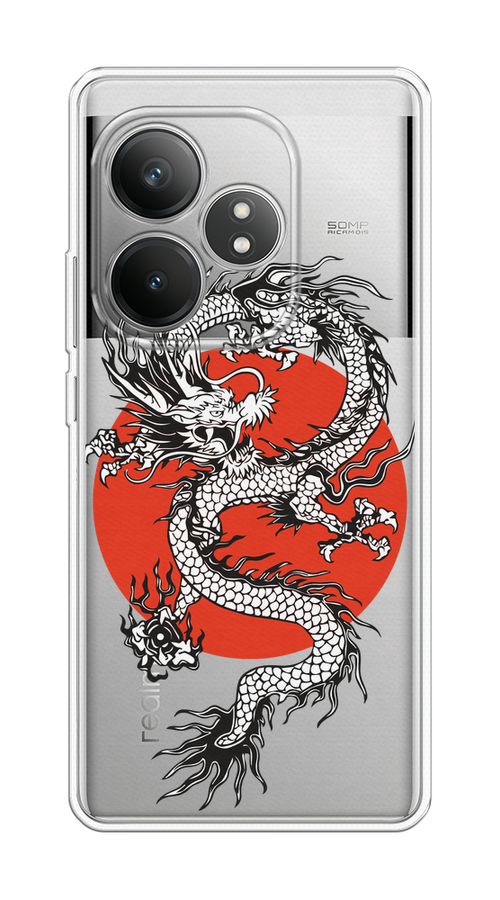 

Чехол на Realme GT 6T "Восходящий дракон", Белый;черный;красный, 2517550-1