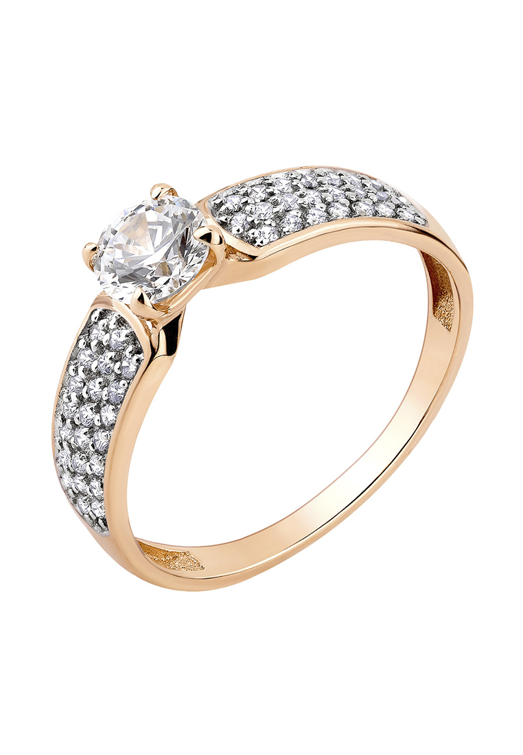 Кольцо из желтого золота с фианитом р. 18 Kari Jewelry КЛ-98100