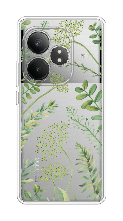 

Чехол на Realme GT 6T "Green Leaves", Зеленый;прозрачный, 2517550-1
