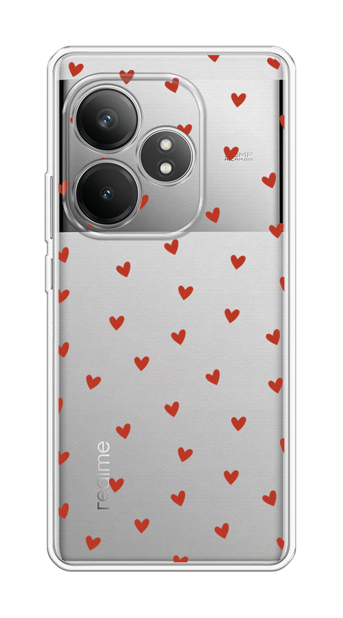 

Чехол на Realme GT 6T "Red hearts", Красный;прозрачный, 2517550-1