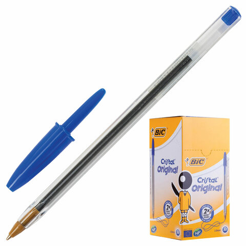 

Ручка шариковая BIC Cristal, СИНЯЯ, корпус прозрачный, узел 1 мм, линия письма 0,32 мм,