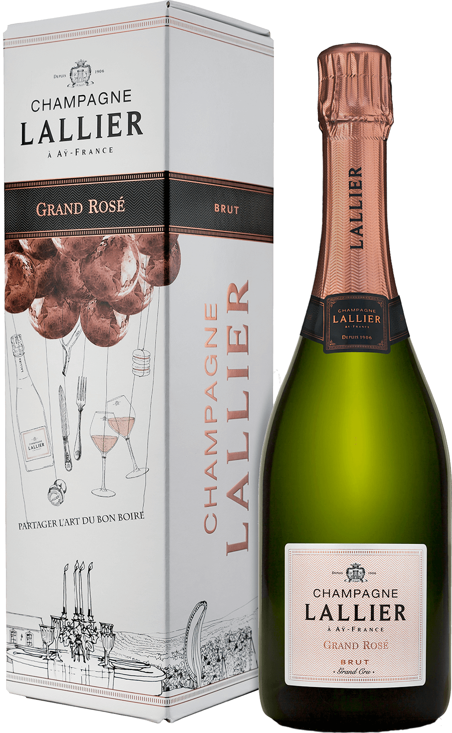 

Игристое вино Lallier Grand Rose Brut Grand Cru Champagne AOC (gift box)