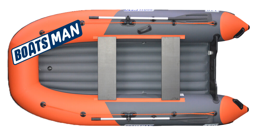Надувная лодка Boatsman 320A c НДНД цвет графитово-оранжевый