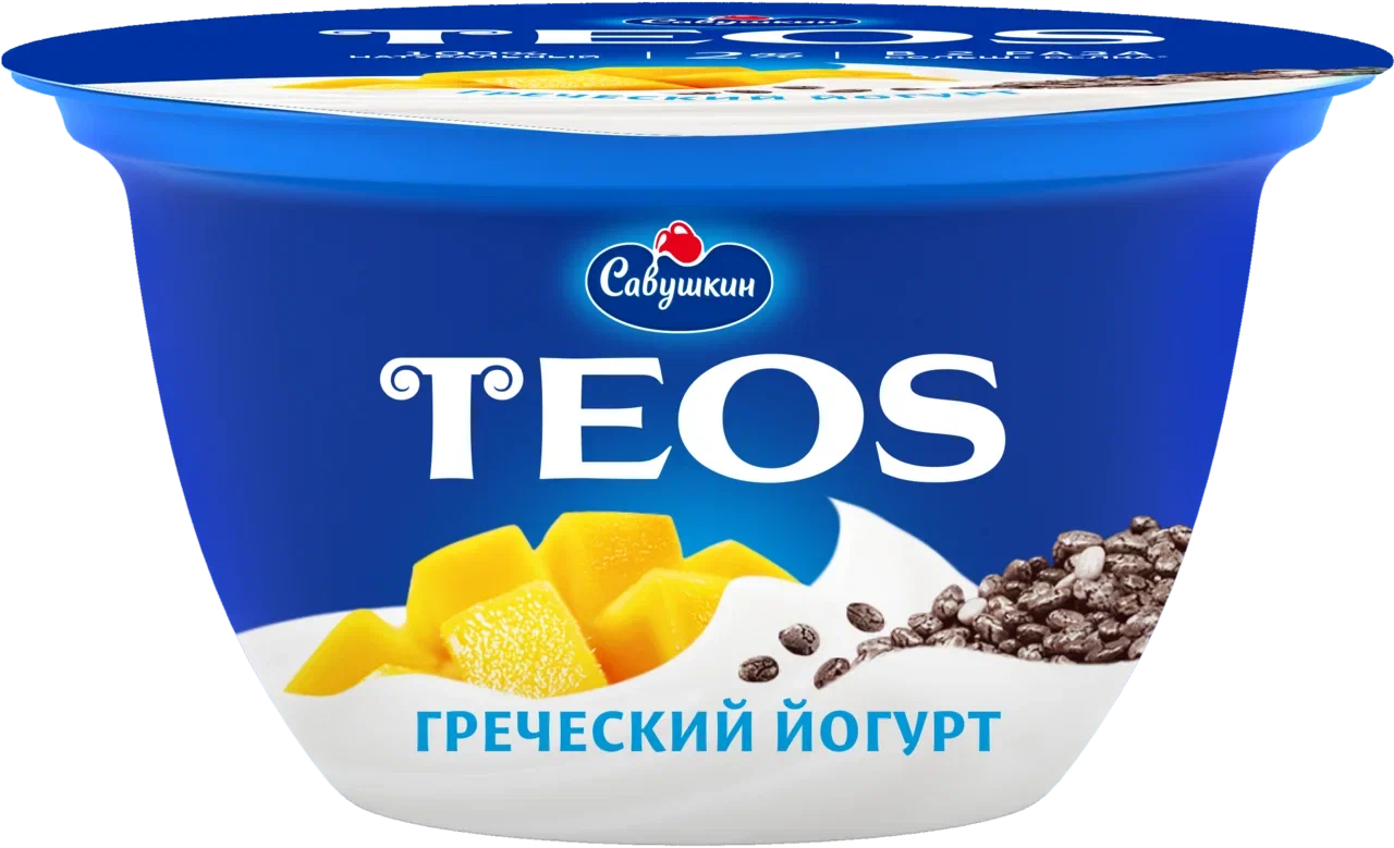 Йогурт Teos Греческий манго-чиа 2% 140 г