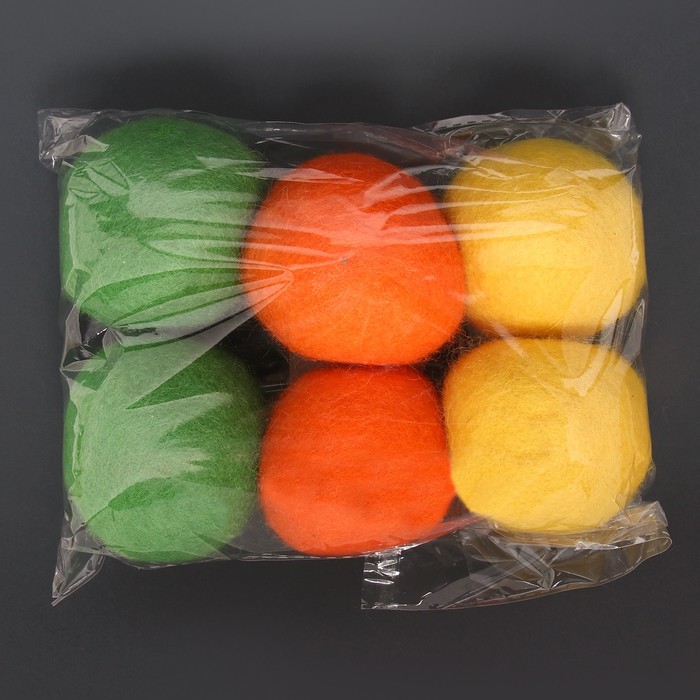 фото Шерстяные шарики для стирки и сушки белья, 6 см, цветной микс, 40 гр (набор 6 шт ) nobrand