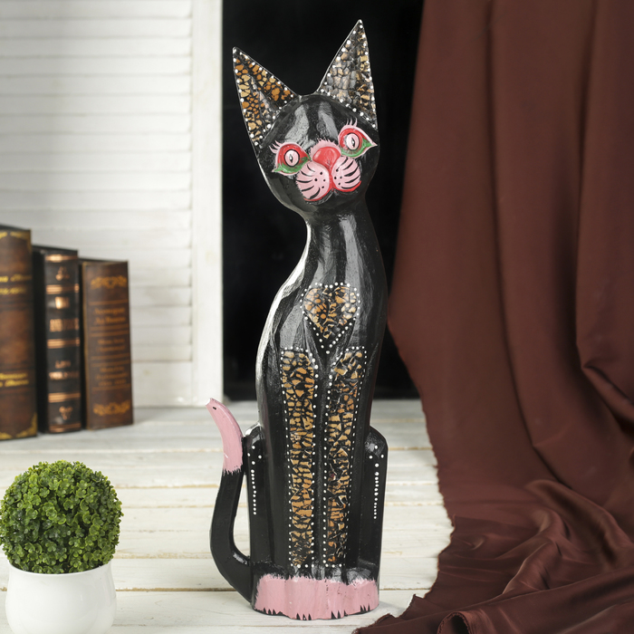 

Сувенир дерево "Кошка с сердечком" 6х14х50 см, Черный