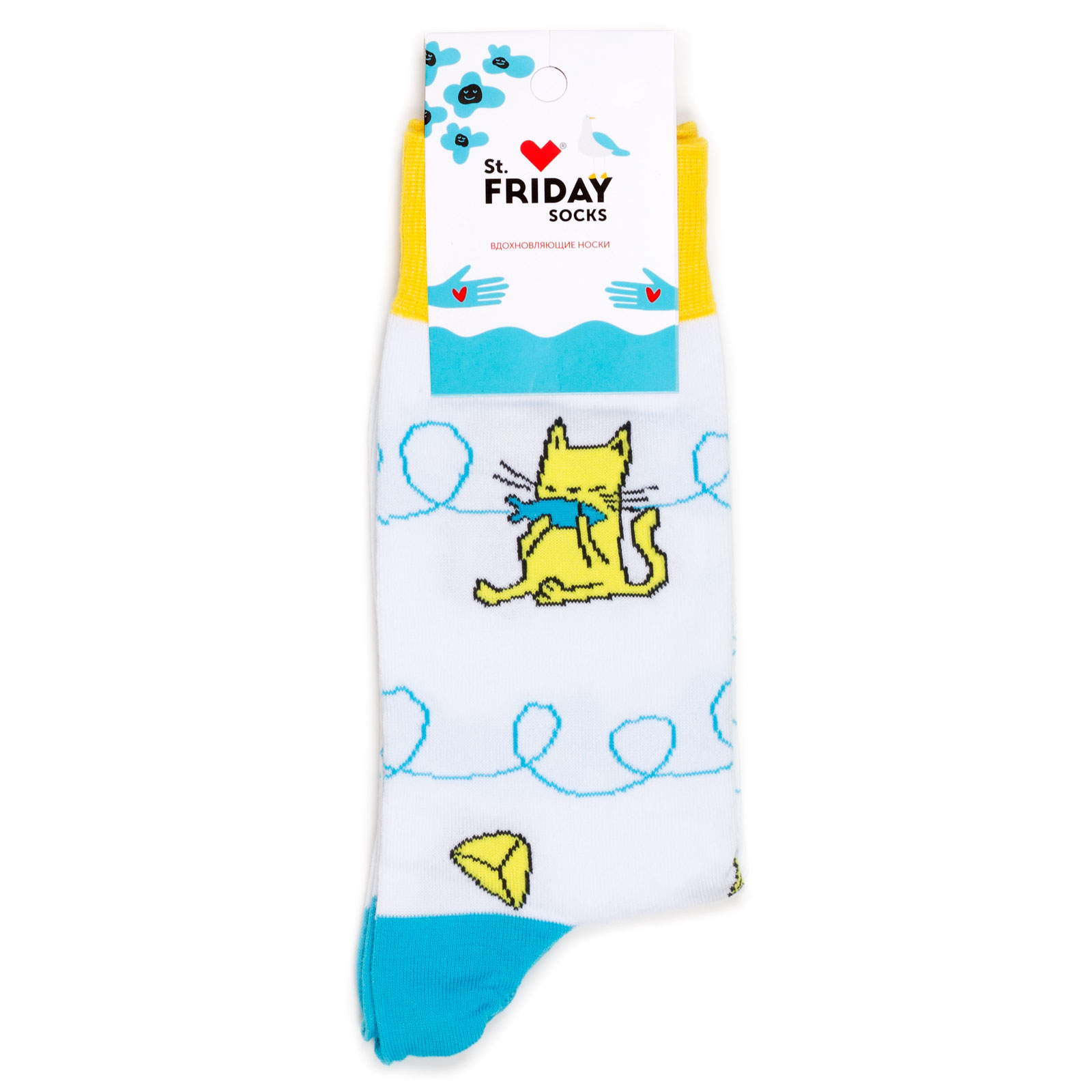 

Носки унисекс St. Friday Плесский котик белые 38-41, Белый, Плесский котик