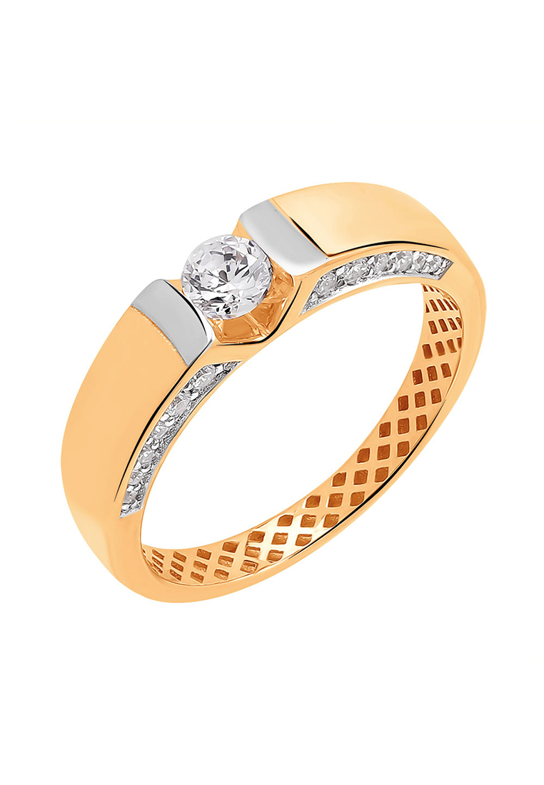 Кольцо из желтого золота с фианитом р. 17 Kari Jewelry П1-047-10-01