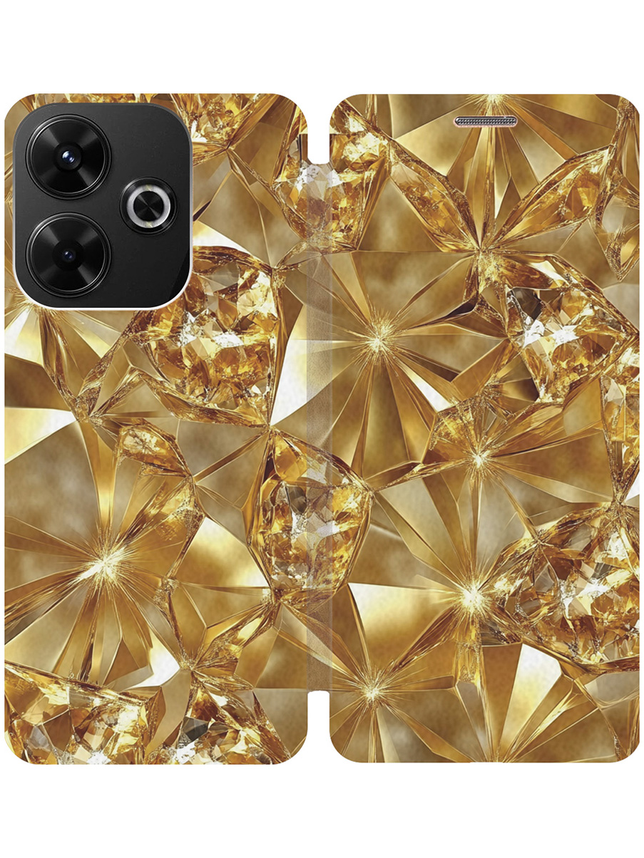 

Чехол-книжка на Xiaomi Redmi 13 / Redmi Note 13R / Poco M6 4g с принтом золотой 859154, Золотистый, 783988632