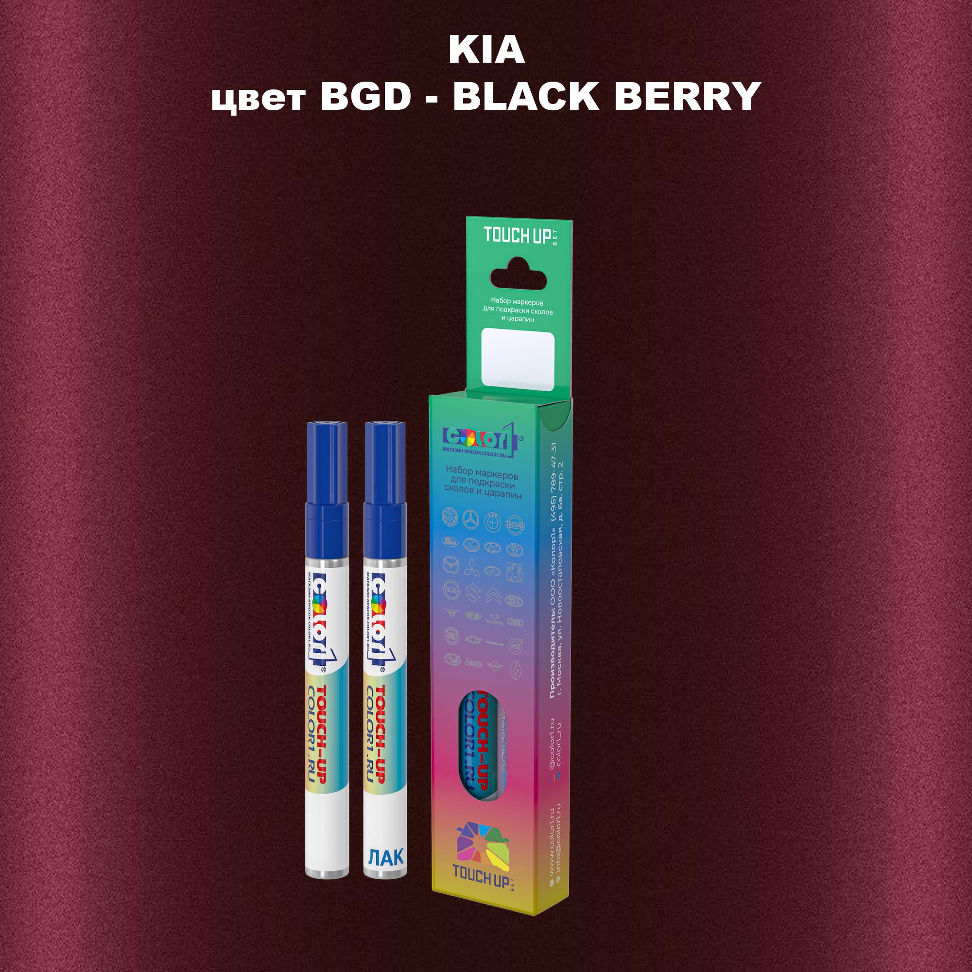 

Маркер с краской COLOR1 для KIA, цвет BGD - BLACK BERRY, Прозрачный
