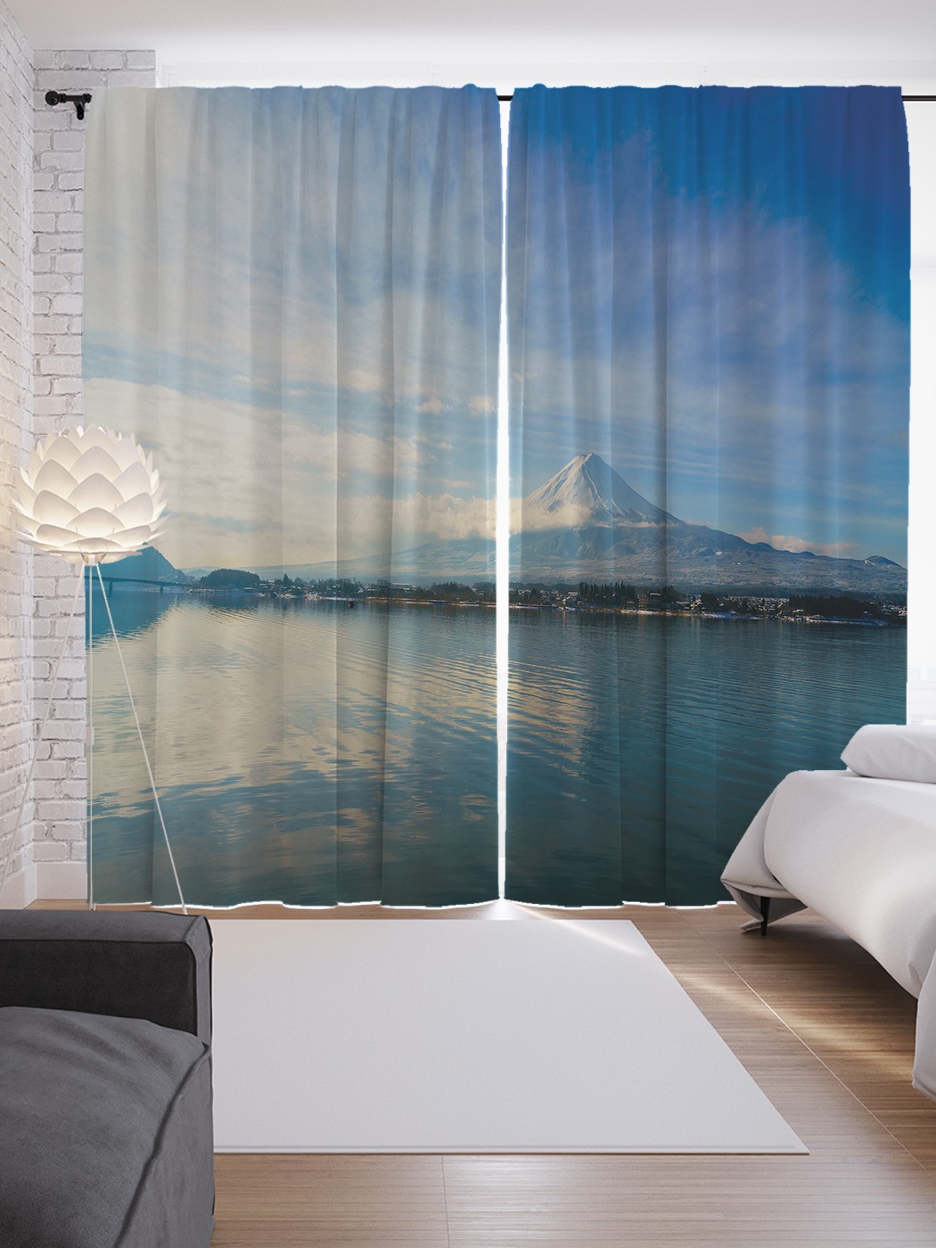 

Шторы JoyArty с фотопечатью "Снежная Фудзияма" из сатена, 290х265 см, Снежная Фудзияма