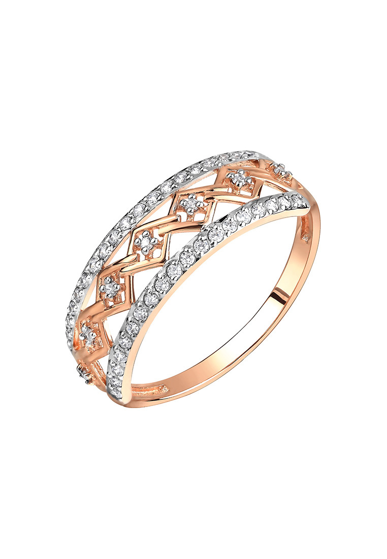 Кольцо из желтого золота с фианитом р. 18,5 Kari Jewelry КЛ-27400