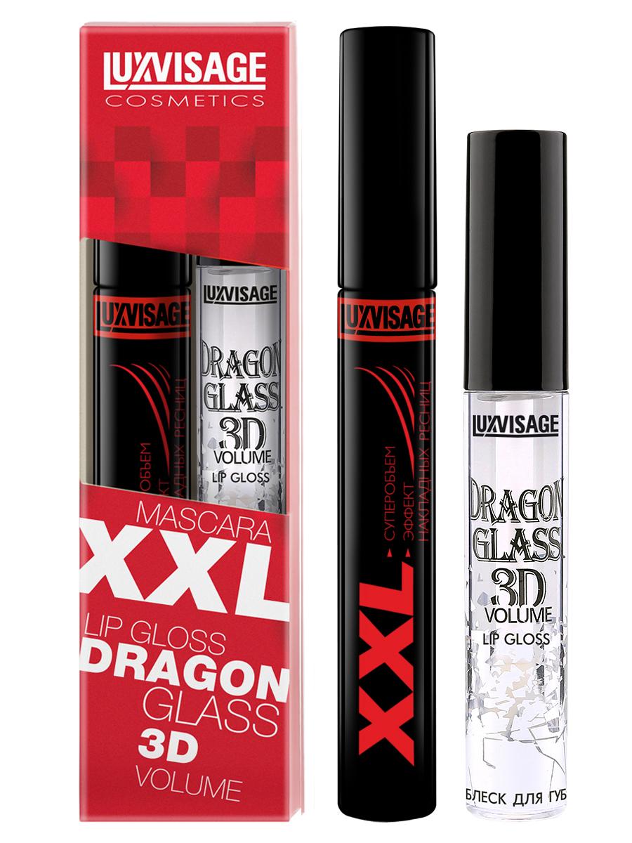 фото Подарочный набор luxvisage тушь xxl суперобъем блеск для губ dragon glass 3d volume