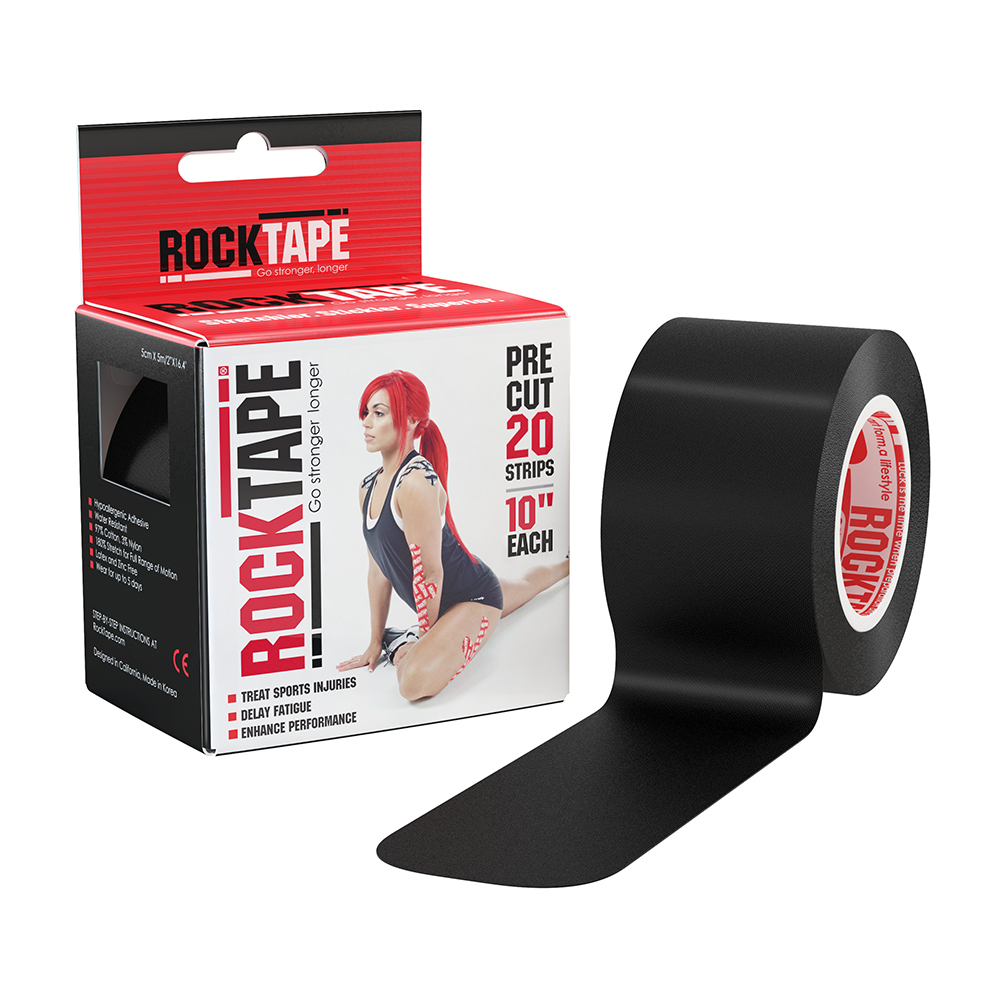 фото Кинезиотейп rock tape pre-cut черный 25 см