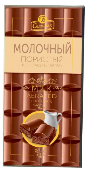 Шоколад Спартак молочный пористый пенал 75 г