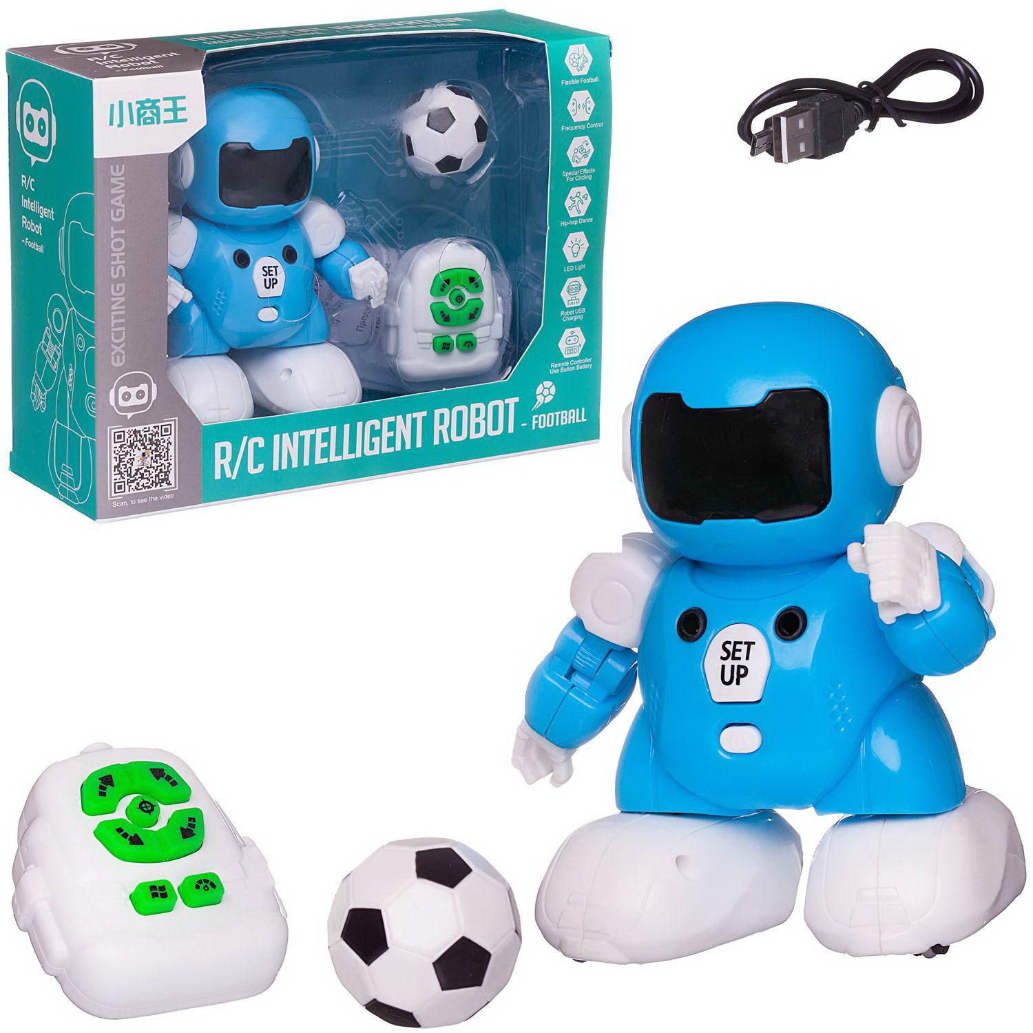 Радиоуправляемый робот Junfa toys Футболист, с пультом управления, голубой jin xiang toys робот скорпион на пульте управления
