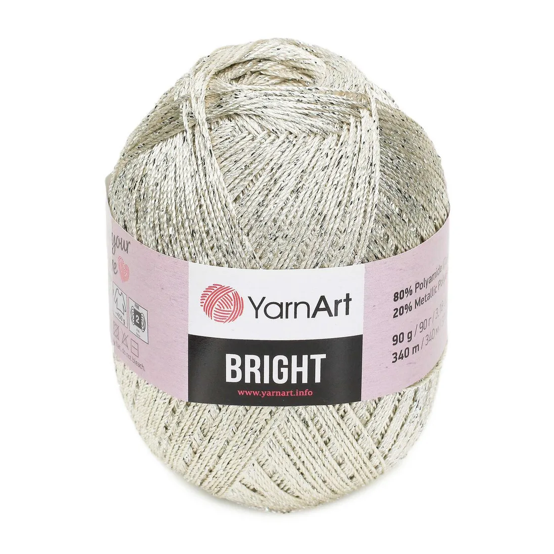 

Пряжа YarnArt 'Bright', 90г, 340м (полиамид, металлик) (120 белый, серебро), 6 мотков