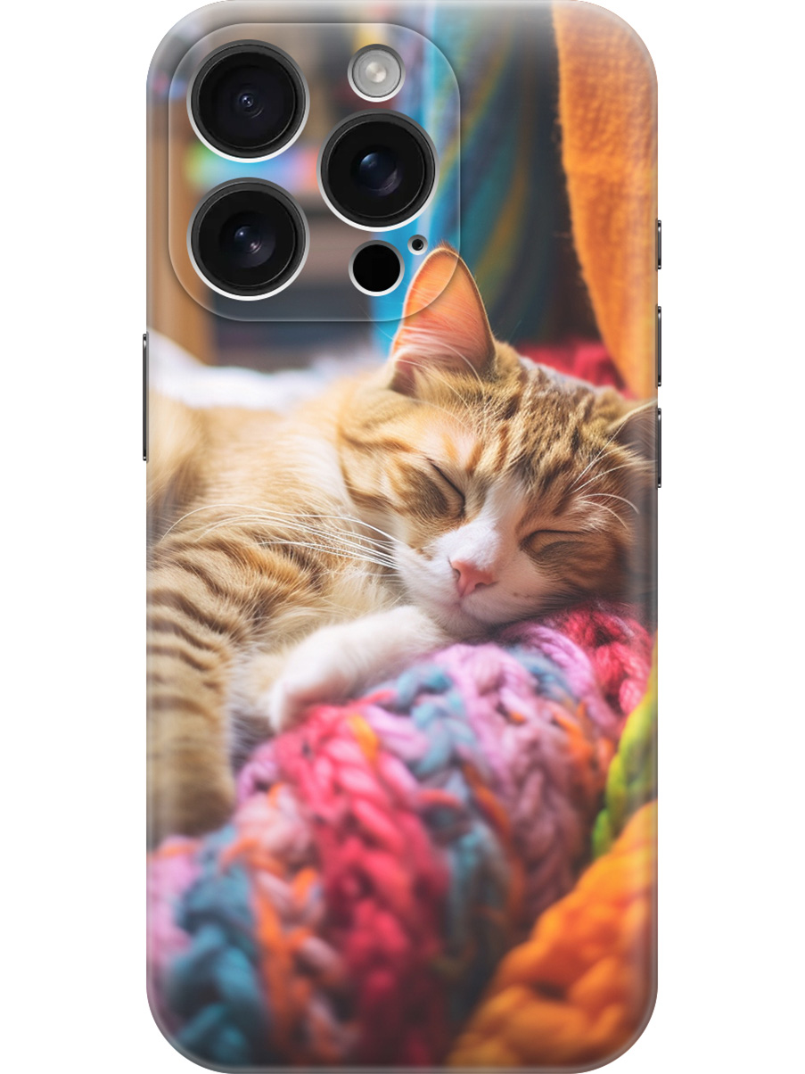 

Силиконовый чехол на Apple iPhone 16 Pro с принтом "Котик на пледе", Прозрачный;белый;желтый;розовый, 785197711