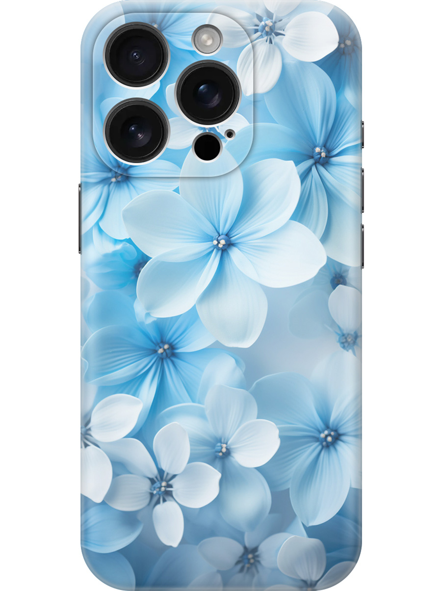 

Силиконовый чехол на Apple iPhone 16 Pro с принтом "Бело-голубые цветы", Прозрачный;голубой;белый, 785197722