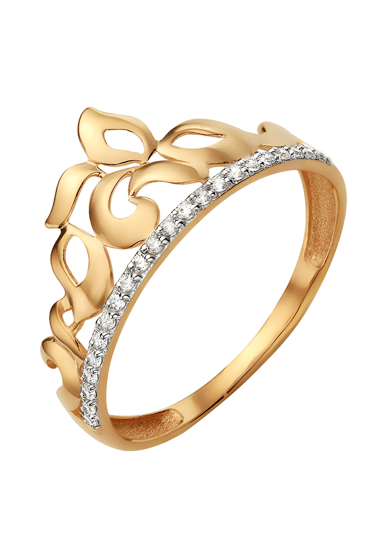 Кольцо из желтого золота с фианитом р. 18,5 Kari Jewelry КЛ-38800