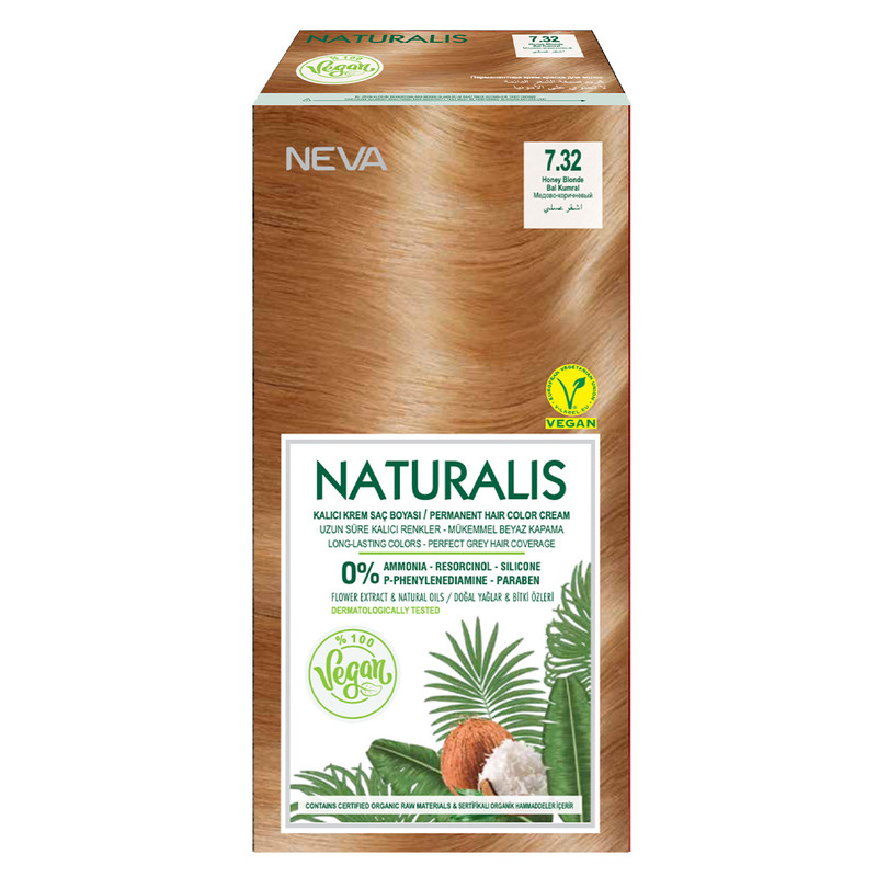 Крем-краска для волос Neva Naturalis Vegan Стойкая 7.32 Медово-коричневый стойкая крем краска для волос neva natural colors 7 3 карамельный русый 2 шт