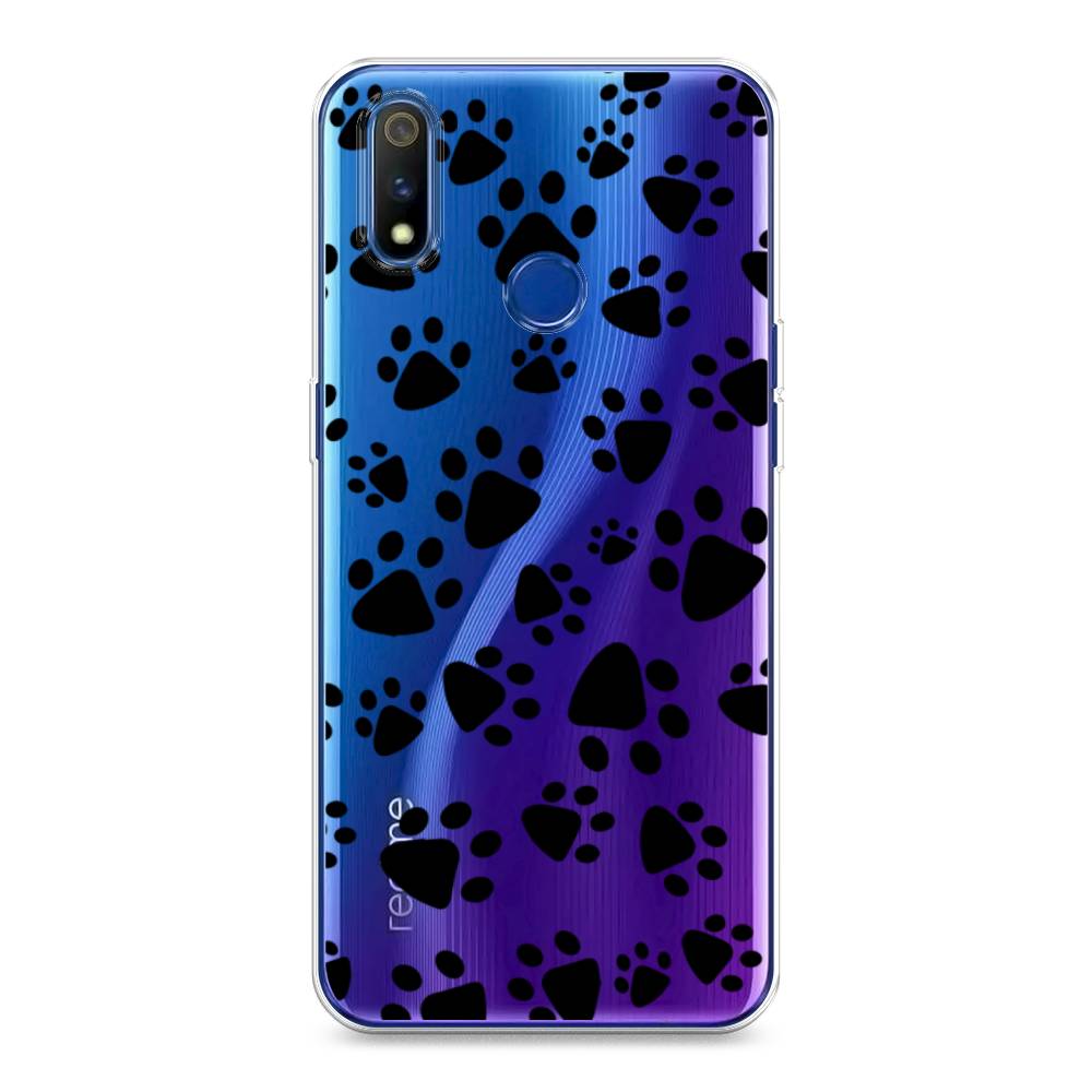

Чехол Awog на Realme 3 Pro "Лапки черные", Разноцветный, 251250-2