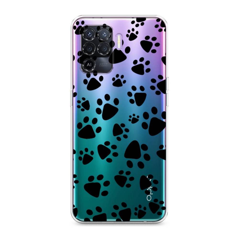 

Чехол Awog на Oppo Reno 5 Lite "Лапки черные", Разноцветный, 255150-2