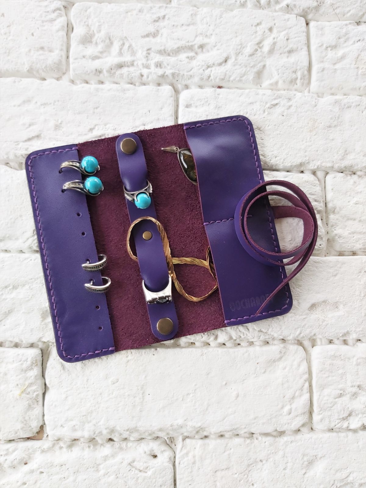 Органайзер для украшений скрутка BOCHAROFF натуральная кожа ручная работа