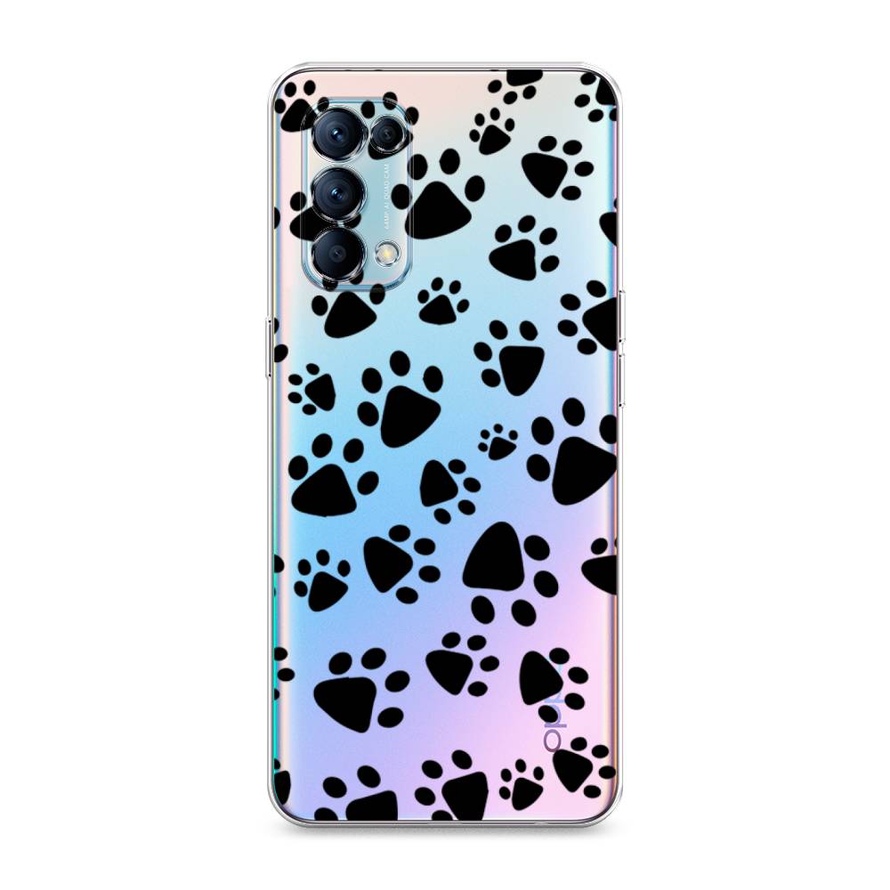 

Чехол Awog на Oppo Reno 5 "Лапки черные", Разноцветный, 255250-2