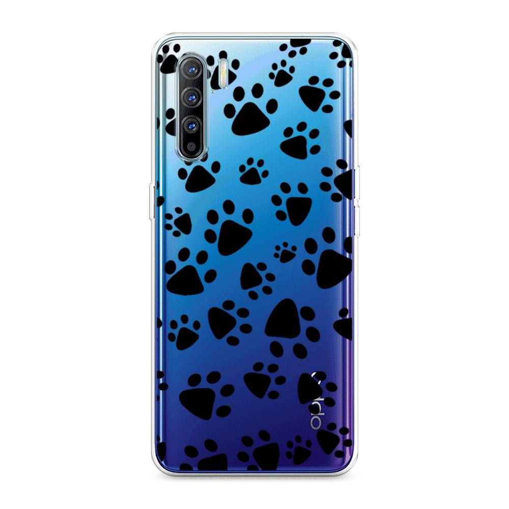 

Чехол Awog на Oppo A91/Reno 3 "Лапки черные", Разноцветный, 252450-2