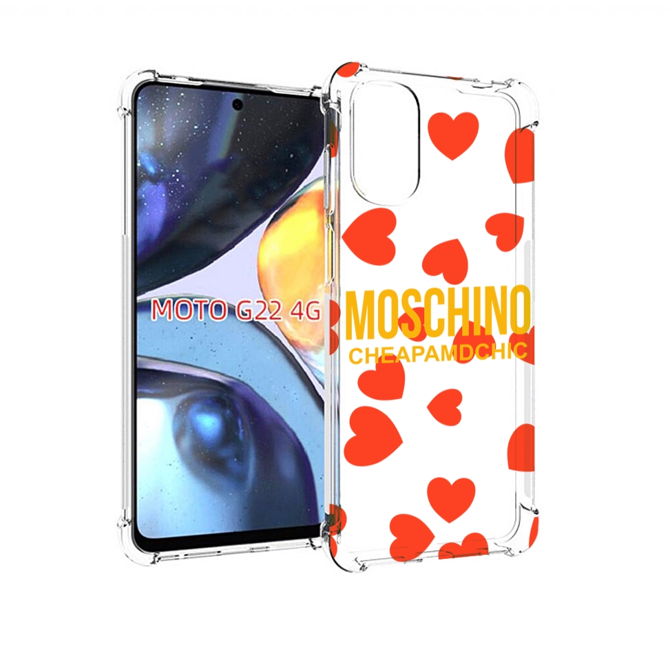 

Чехол MyPads сердца-москино для Motorola Moto G22 4G, Прозрачный, Tocco