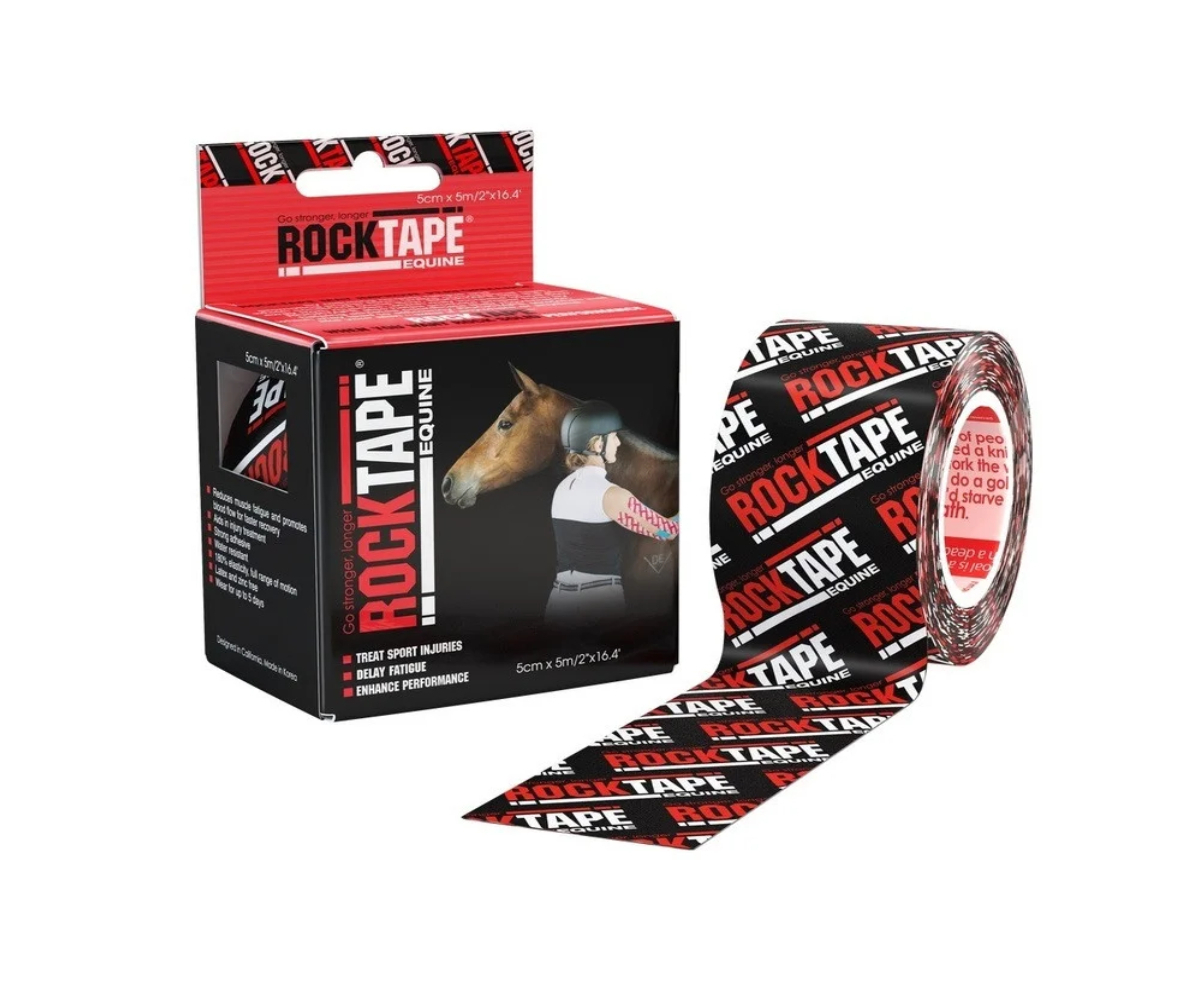 фото Кинезиотейп rocktape equine для животных, 5 см х 5 м, черный rock tape