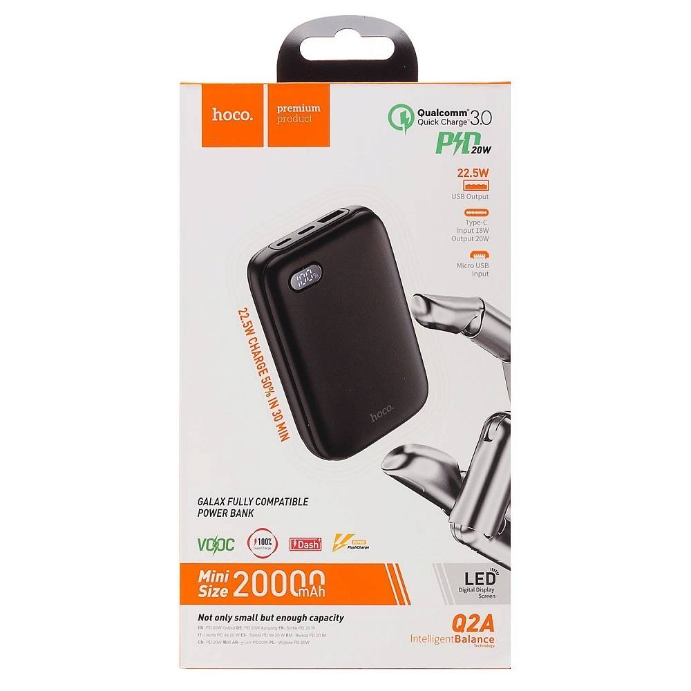 

Внешний аккумулятор Hoco Q2A Galax 20000mAh 20W USB/MicroUSB/Type-C (черный)