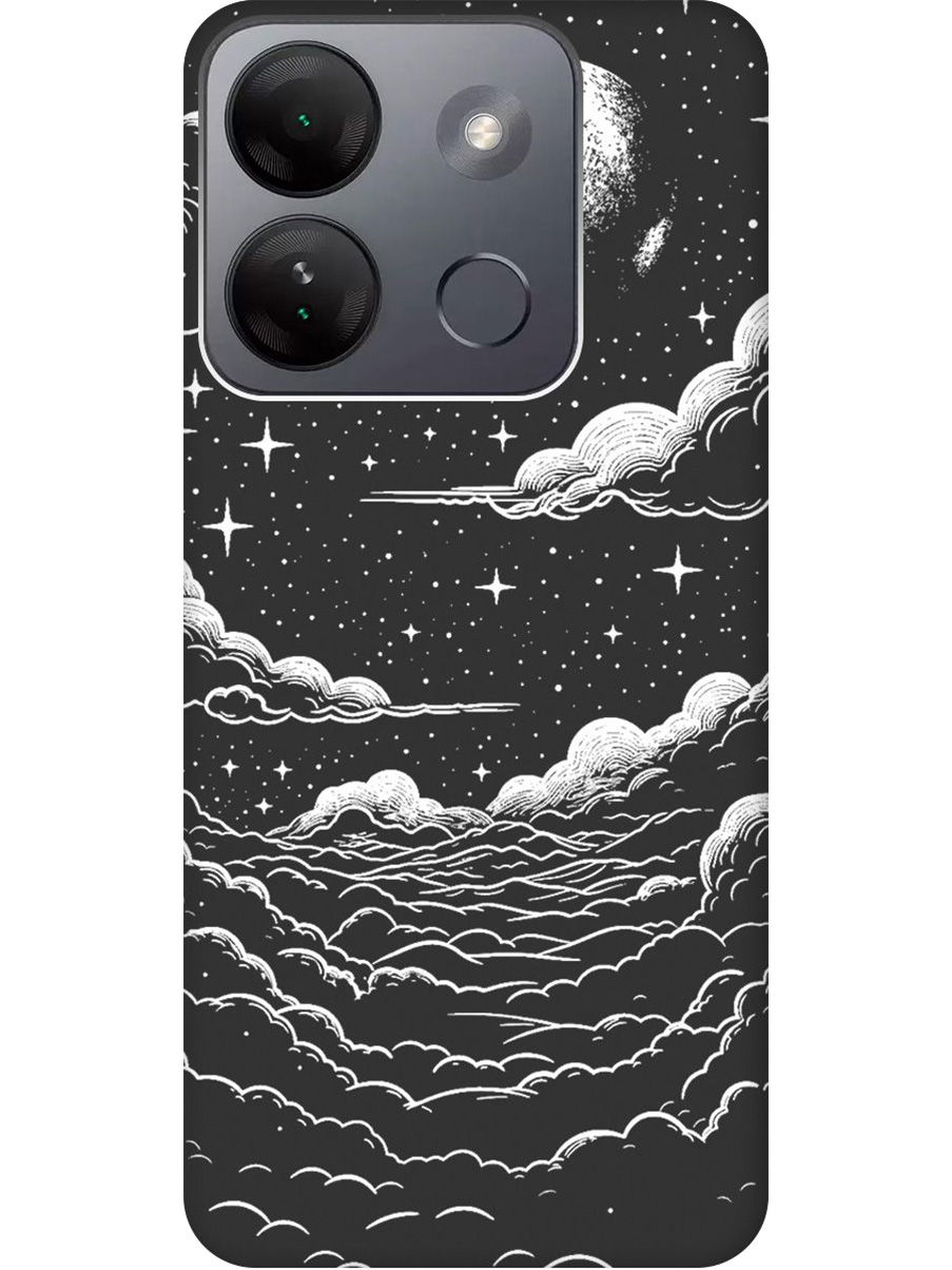 

Силиконовый чехол на Infinix Smart 7 HD с принтом "Луна и облака" матовый черный, Черный;белый, 769392041