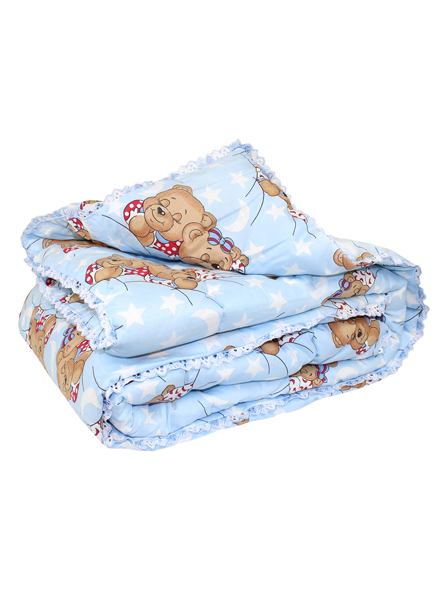 Одеяло 110х140 см Маленькая Соня лебяжий пух, голубое для мальчика, новорождённого, малыша