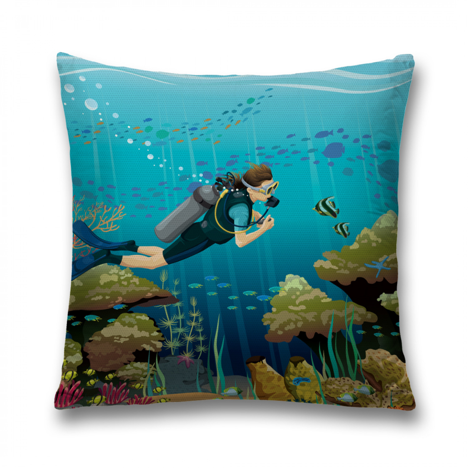 

Наволочка декоративная JoyArty "Дайвингист у дна" на молнии, 45x45 см, Дайвингист у дна