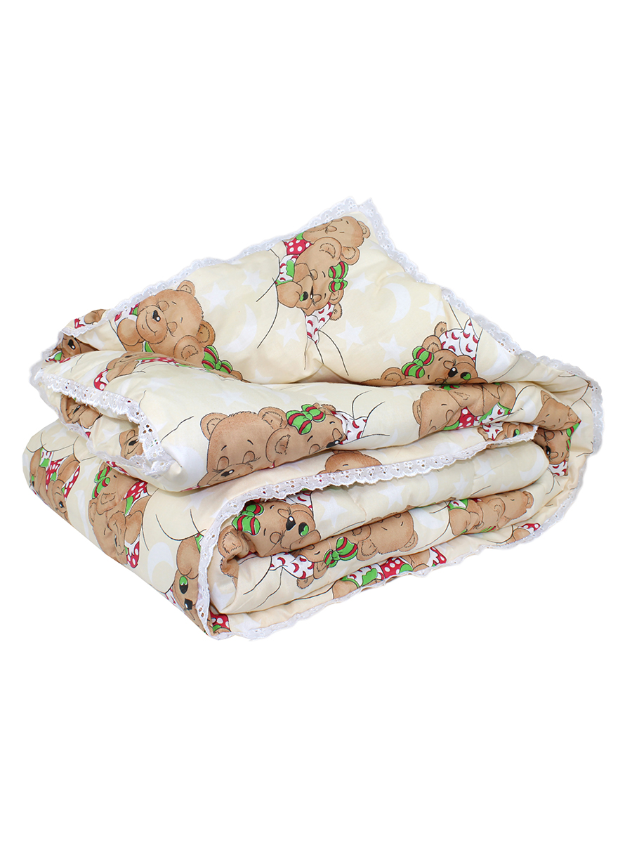 Одеяло 110х140 Маленькая Соня лебяжий пух, бежевое для новорожденных, малышам в кроватку
