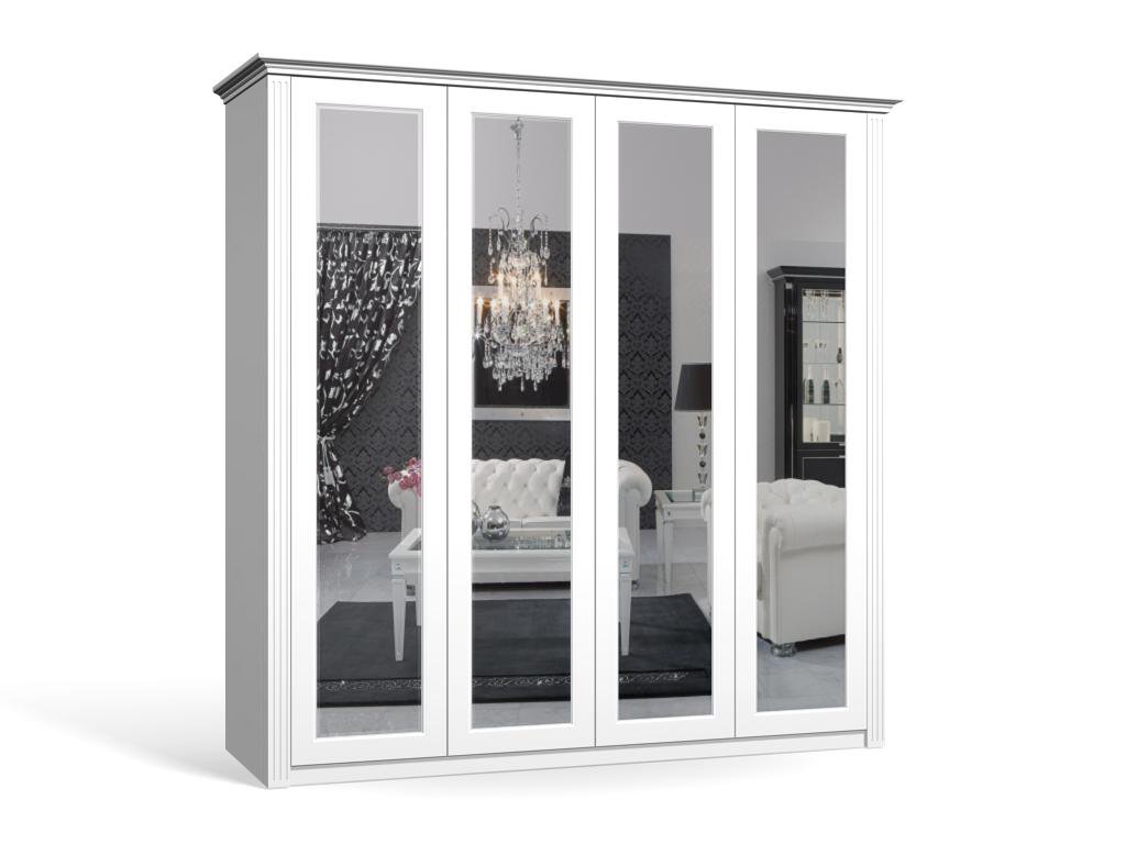 

Шкаф распашной Классика Люкс-4.2 МДФ для одежды четырёхдверный 190x190x40 Мегамебель, Белый, Классика-Люкс-4.2